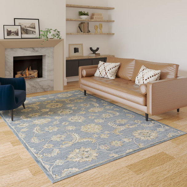 LR Home Dreamscape 82438 Stone Blue Beige Rug