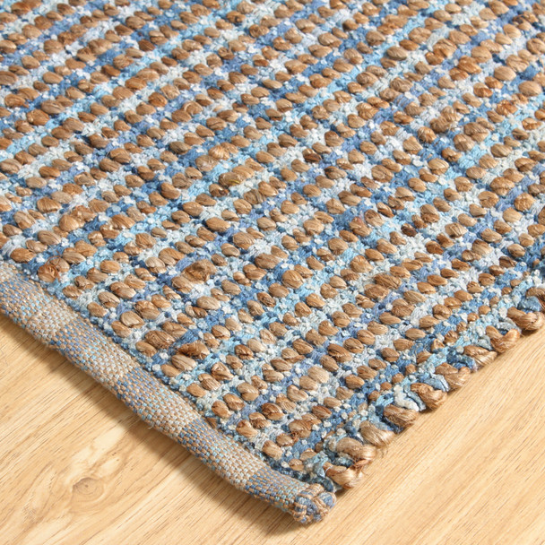 LR Home Natural Fiber 03305 Tan Light Blue Medium Blue Rug