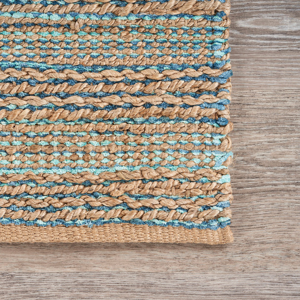 LR Home Natural Fiber 03314 Tan Teal Gray Rug