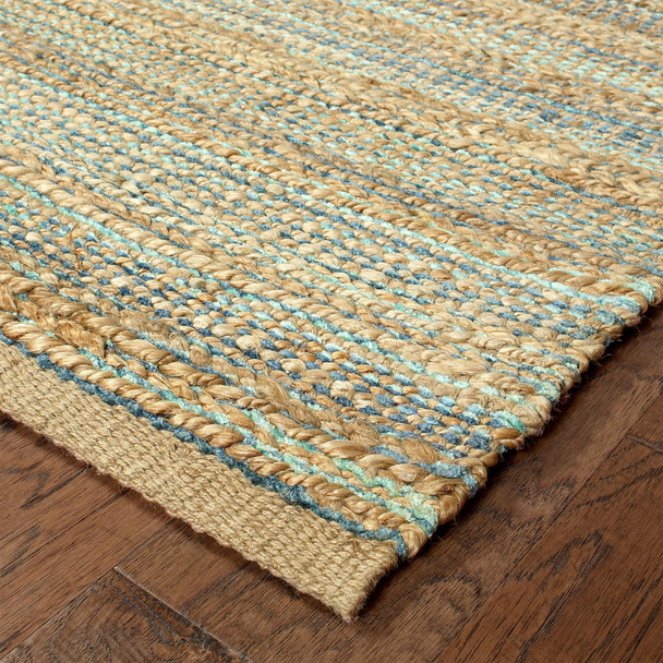 LR Home Natural Fiber 03314 Tan Teal Gray Rug
