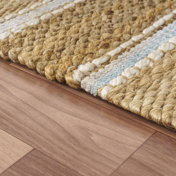 LR Home Natural Fiber 82490 Spa Blue Natural Rug
