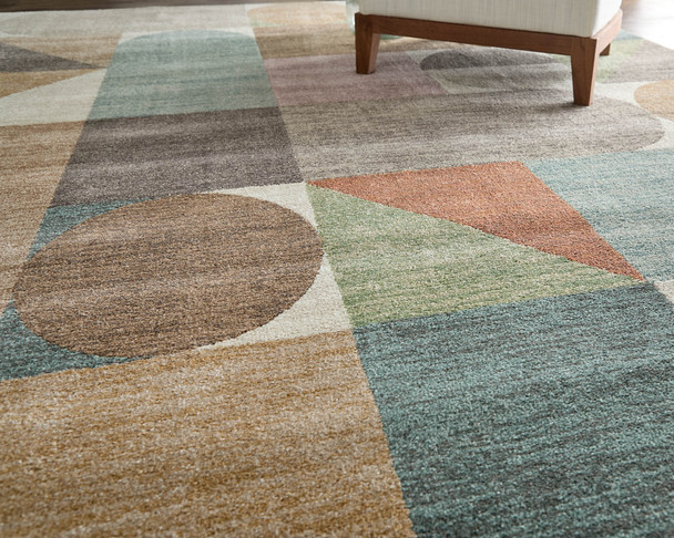 Feizy Eden 39QUF Ivory Brown Blue Area Rug