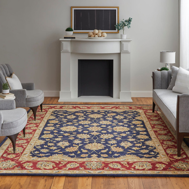 Feizy Wagner 8942F Blue Red Gold Area Rug