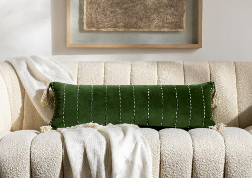 Surya Velvet Kantha VKH-002 Lumbar Pillow
