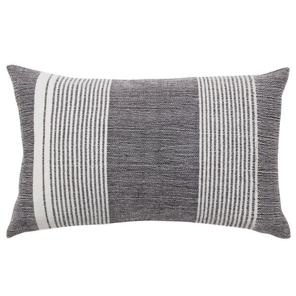 Jaipur Living Carinda ACA12 Outdoor Handmade Striped Black And White Lumbar Pillow
