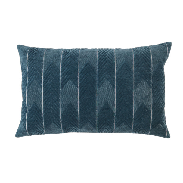 Jaipur Living Bourdelle NOU23 Handmade Chevron Blue And White Lumbar Pillow