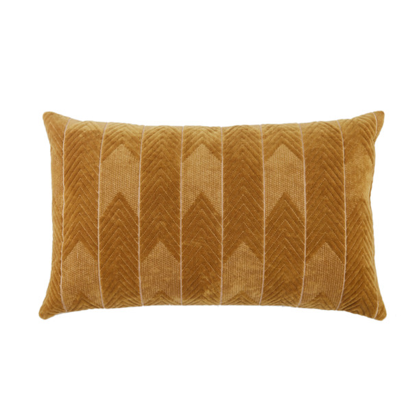 Jaipur Living Bourdelle NOU26 Handmade Chevron Beige And White Lumbar Pillow