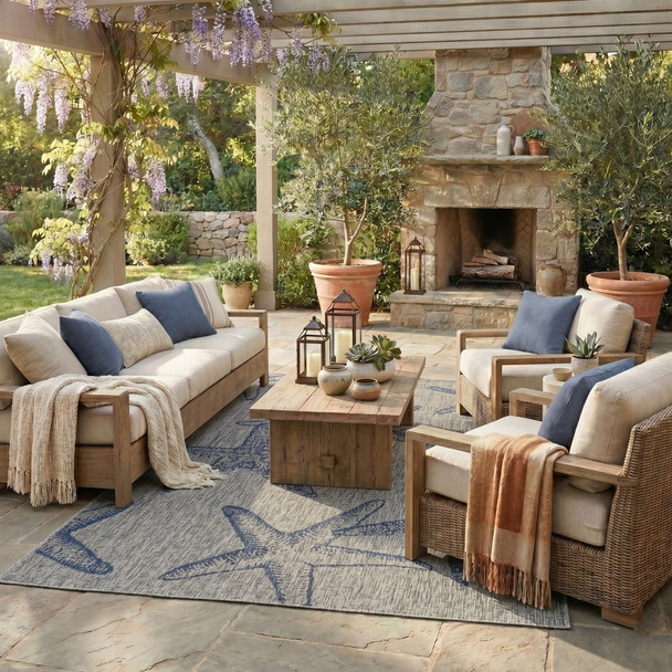 LR Home Captiva 81019 Blue Rug