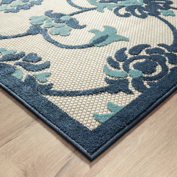 LR Home Copa Cabana 81813 Navy Blue Off-White Rug