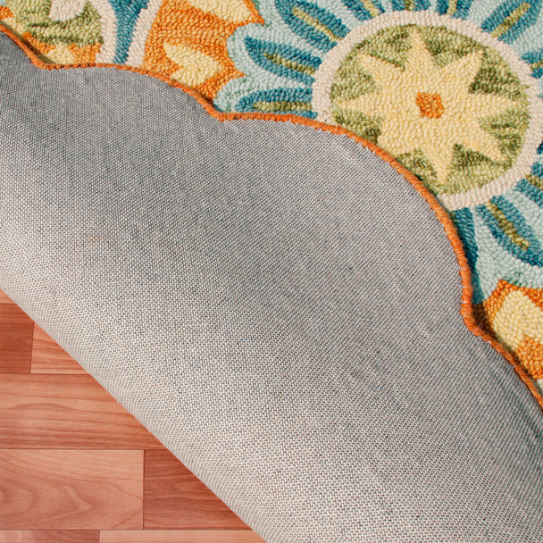 LR Home Dazzle 82266 Rust Aqua Blue Rug