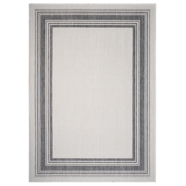 LR Home Kilimanjaro 81758 White Cream Anthracite Gray Rug