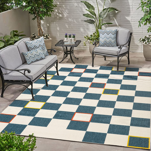 LR Home Mapa 82500 Navy White Rug