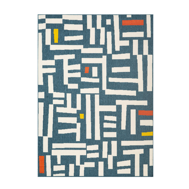 LR Home Mapa 82502 Navy White Rug