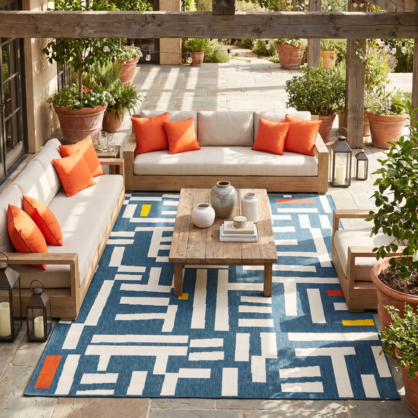 LR Home Mapa 82502 Navy White Rug