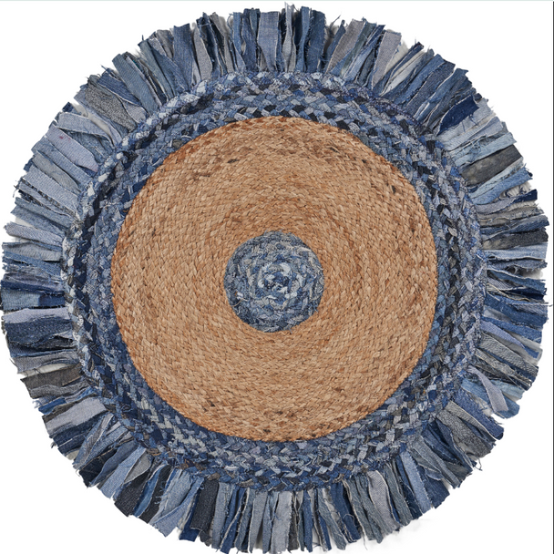 LR Home Boutique Jute 3380 Denim Blue Natural Rug