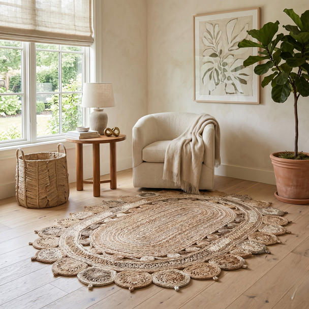 LR Home Boutique Jute 12038 Bleach Gray Rug