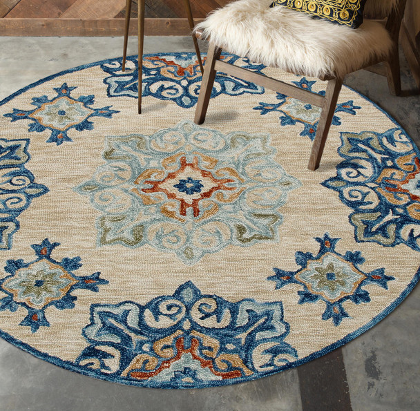 LR Home Rugs Ariel 22133 Beige Blue Rug