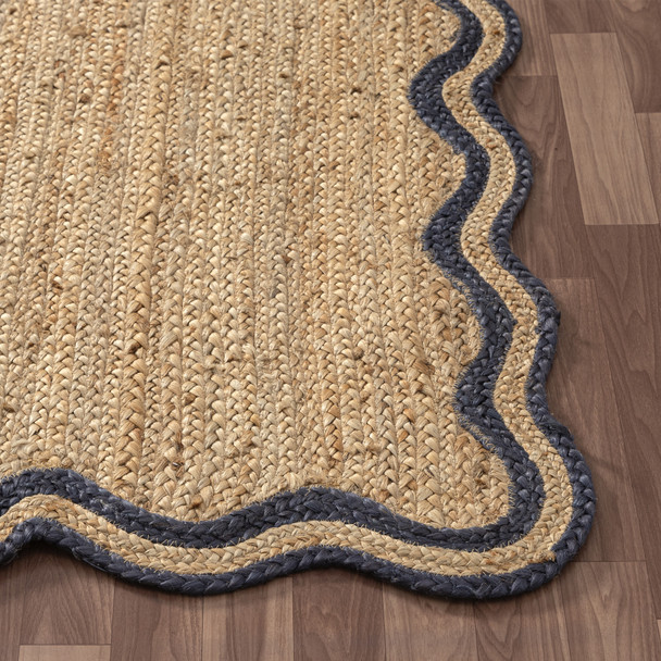 LR Home Scallop Jute 82725 Natural Midnight Navy Rug