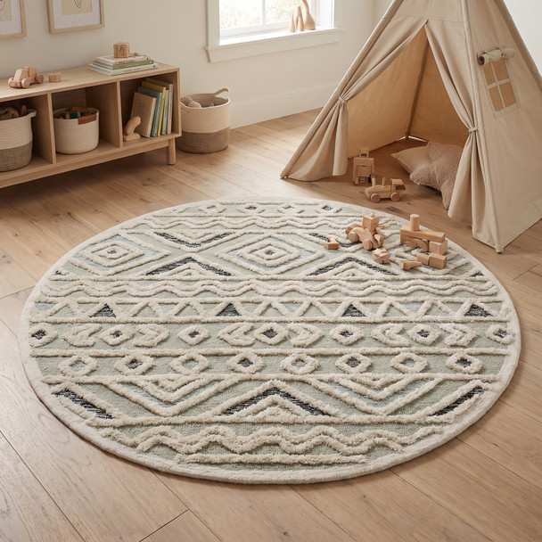LR Home Sinuous 54115 Gray Cream Light Blue Navy Rug