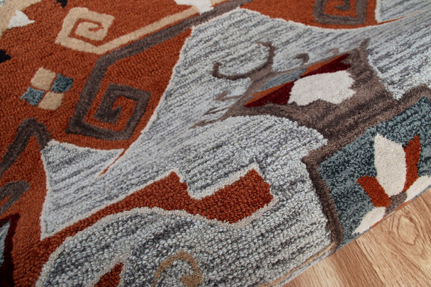 LR Home Sinuous 54119 Terracotta Gray Blue Rug
