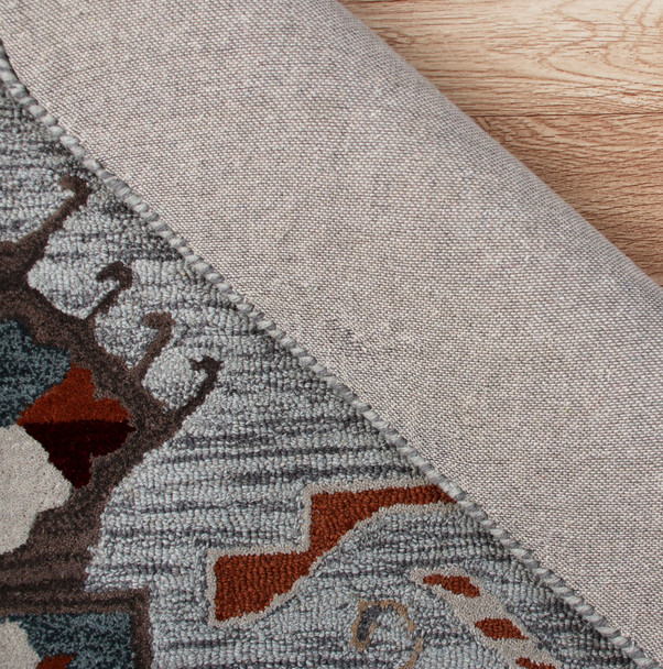 LR Home Sinuous 54119 Terracotta Gray Blue Rug