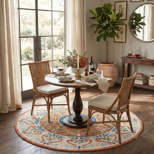 LR Home Sinuous 54153 Orange Cream Blue Green Rug