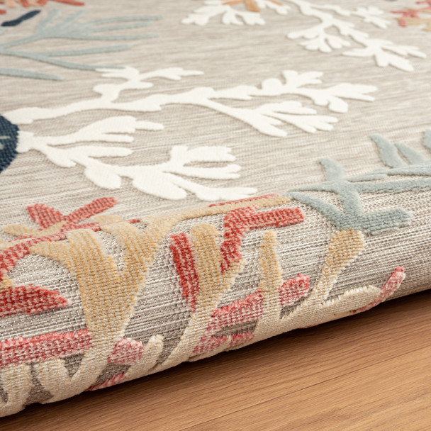 LR Home Veranda 82103 Grey Beige Orange Blue White Rug