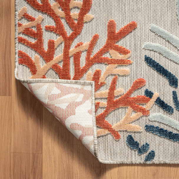 LR Home Veranda 82103 Grey Beige Orange Blue White Rug
