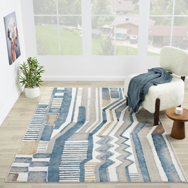 LR Home Vista 82644 Blue Beige Rug