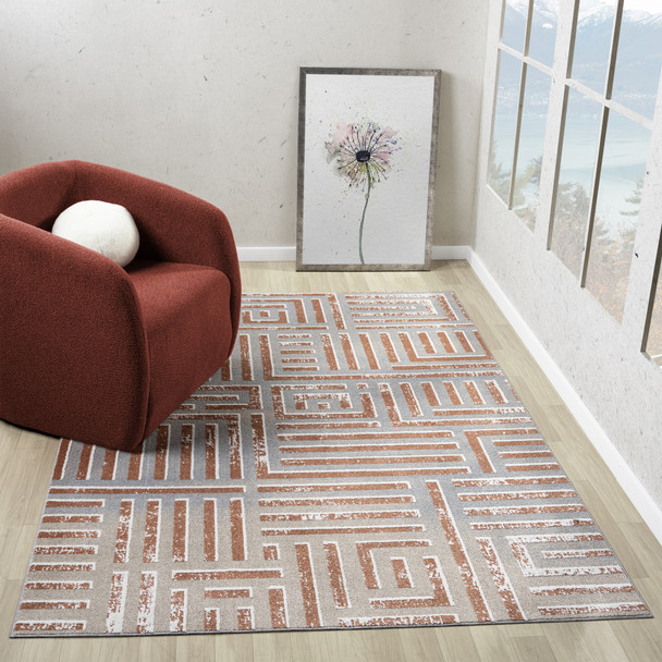 LR Home Vista 82648 Beige Rust Rug
