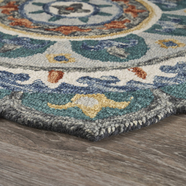 LR Home Sinuous 54109 Green Multi Rug
