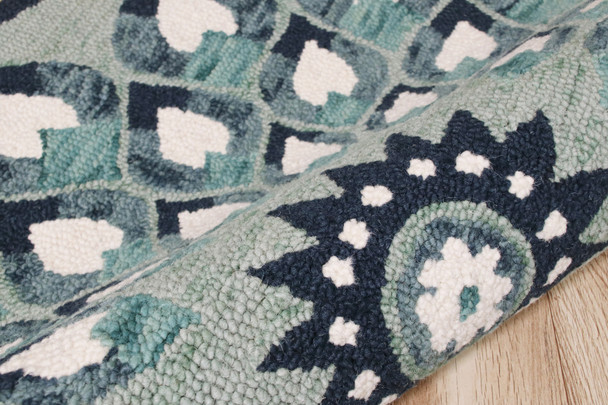 LR Home Sinuous 54151 Blue Navy Teal White Rug