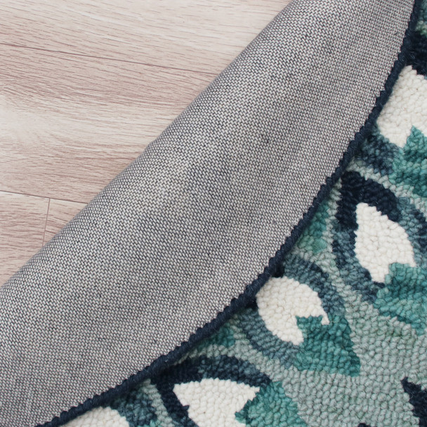 LR Home Sinuous 54151 Blue Navy Teal White Rug