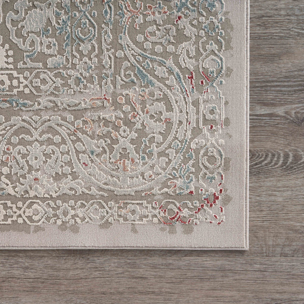 LR Home Imagine 81515 Gray Ivory Slate Blue Wine Red Rug