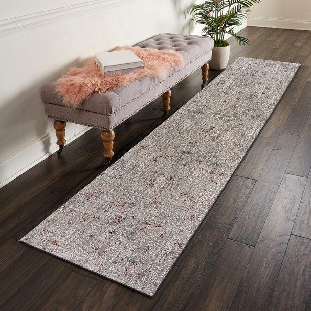 LR Home Imagine 81516 Gray Ivory Slate Blue Wine Red Rug