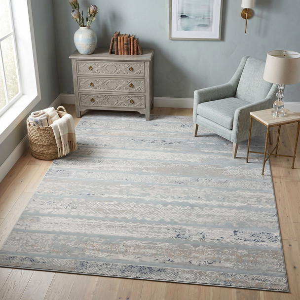 LR Home Michelle 81636 Gray Blue Cream Taupe Rug