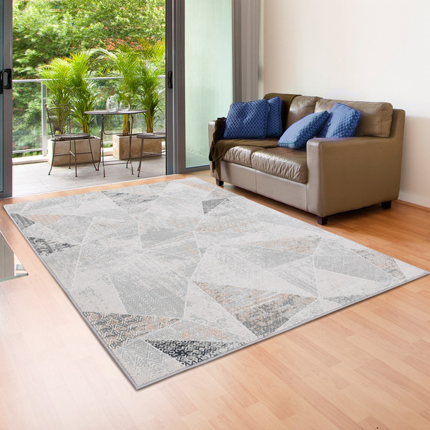 LR Home Michelle 81639 Gray Cream Blue Taupe Rug