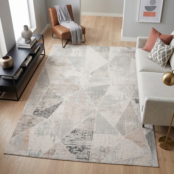 LR Home Michelle 81639 Gray Cream Blue Taupe Rug
