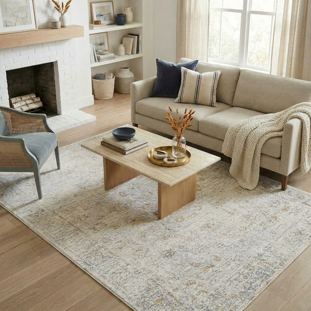 LR Home Monaco 82718 Ivory Beige Rug