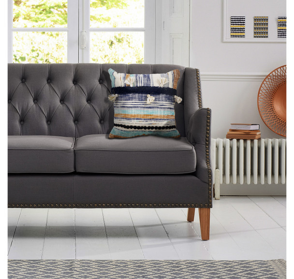 LR Home Destin 07346 Blue Tan Pillow
