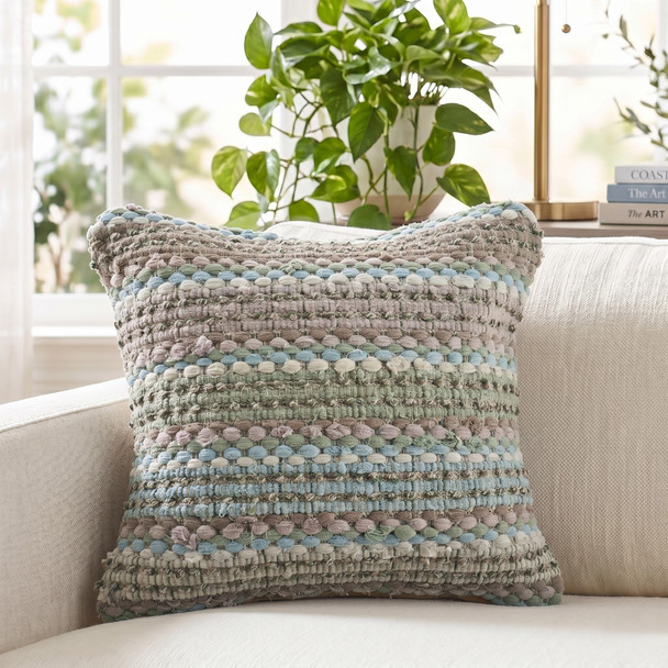 LR Home Coil 07356 Green Blue Pillow