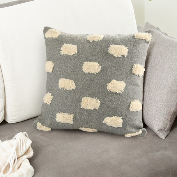 LR Home Zeal 07652 Light Gray White Pillow
