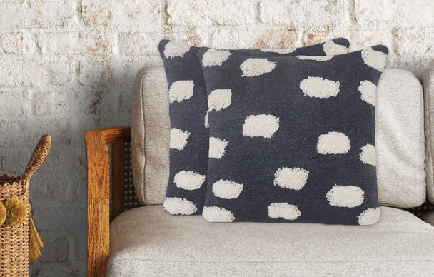 LR Home Zeal 07653 Dark Blue White Pillow