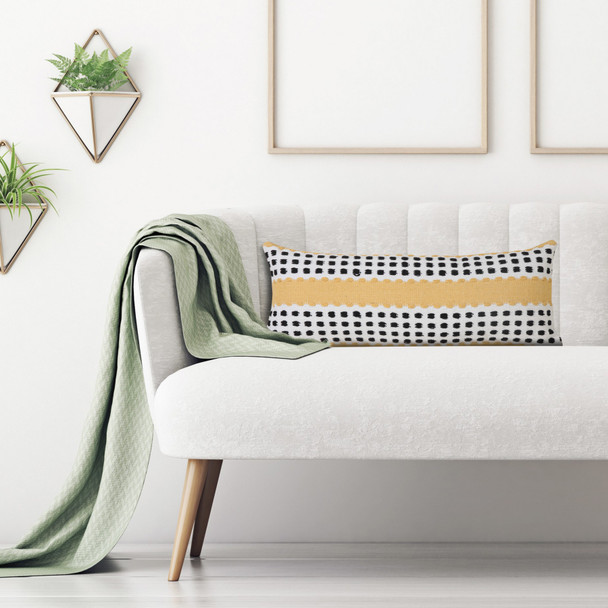 LR Home Modern Motif 07789 Yellow Black White Pillow