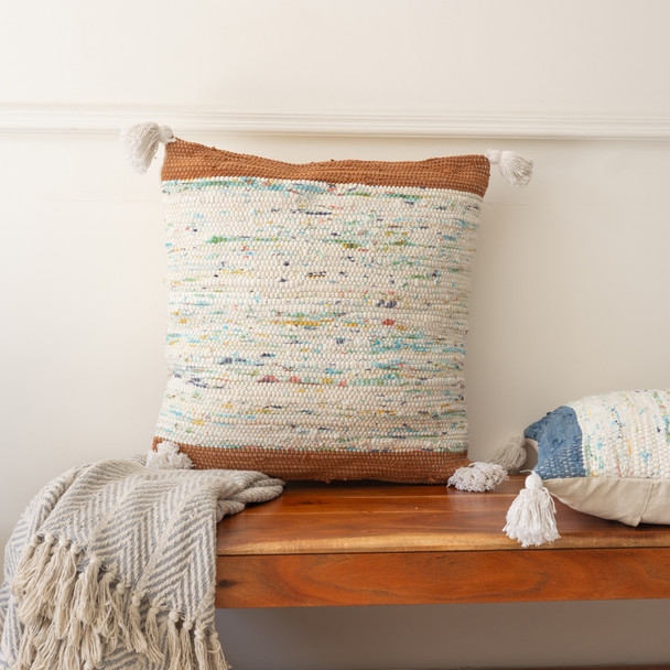 LR Home Revive 07960 Brown Multi Pillow
