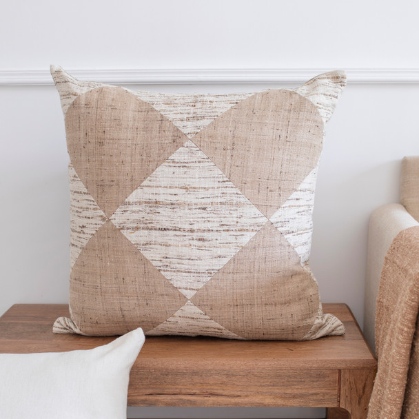 LR Home Silk/Linen 08684 Natural Beige Pillow
