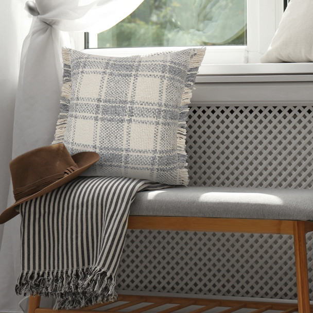 LR Home Drew 7624 White Gray-Blue Pillow