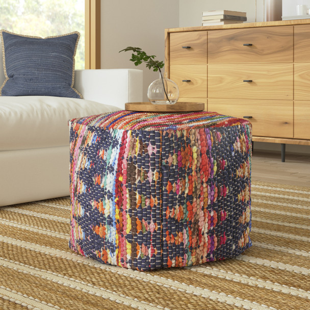 LR Home Dillon 5257 Denim Pouf