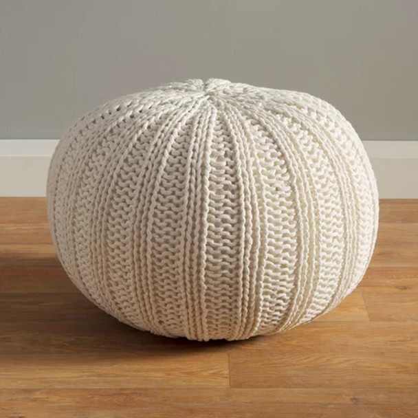 LR Home Celtic 08124 Bone White Pouf