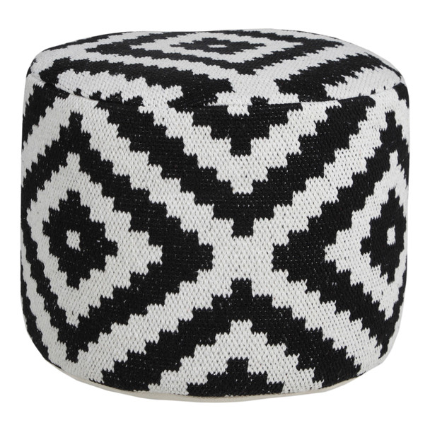 LR Home Quincy 34068 Black White Pouf
